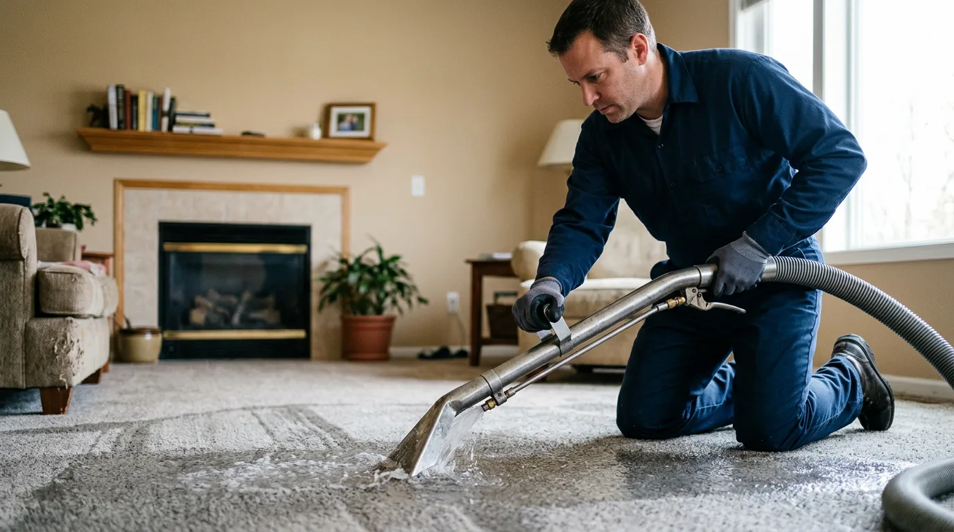Water damage restoration technician working near Seneca, PA
